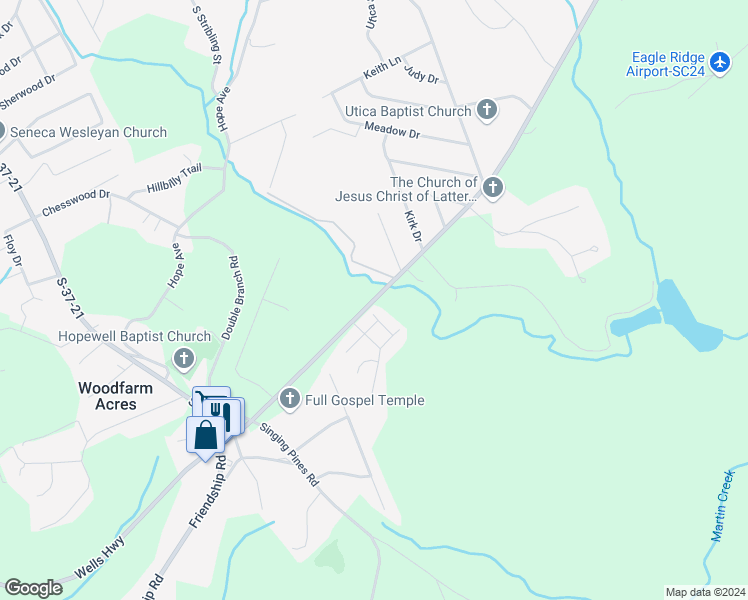 map of restaurants, bars, coffee shops, grocery stores, and more near 5272 State Road S-37-488 in Seneca