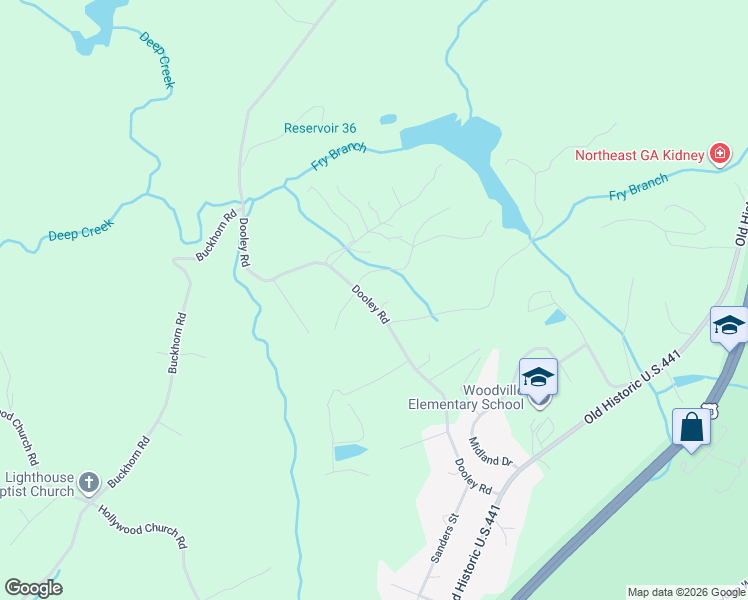 map of restaurants, bars, coffee shops, grocery stores, and more near 439 Dooley Road in Clarkesville