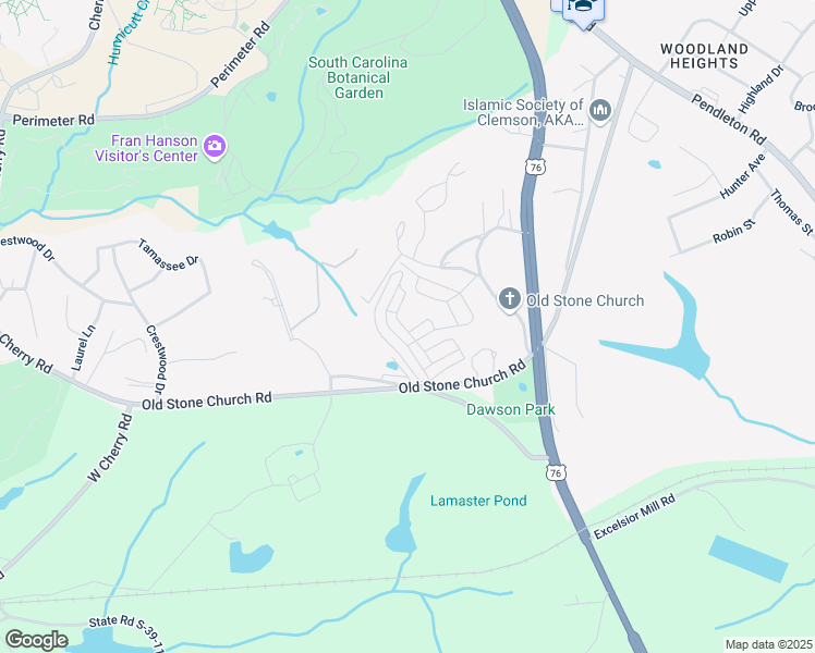 map of restaurants, bars, coffee shops, grocery stores, and more near 301 Orange Court in Clemson