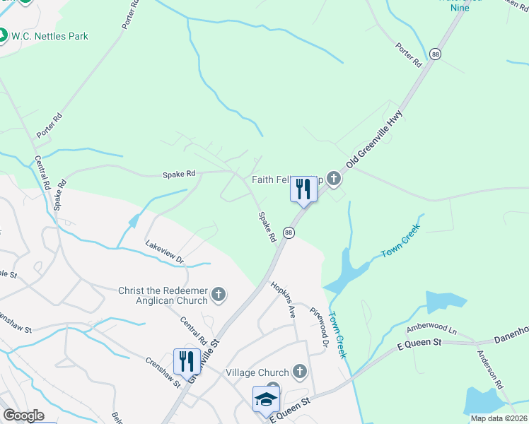 map of restaurants, bars, coffee shops, grocery stores, and more near 441 Spake Road in Pendleton