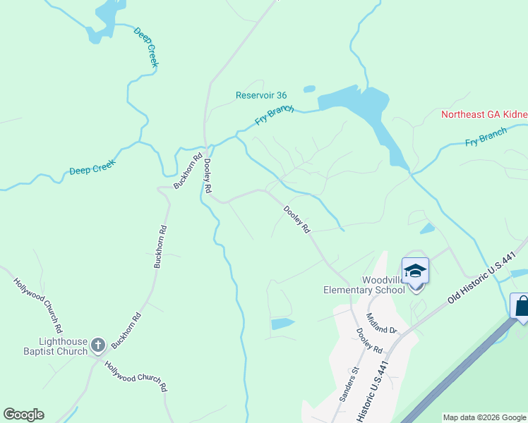map of restaurants, bars, coffee shops, grocery stores, and more near 611 Dooley Road in Clarkesville