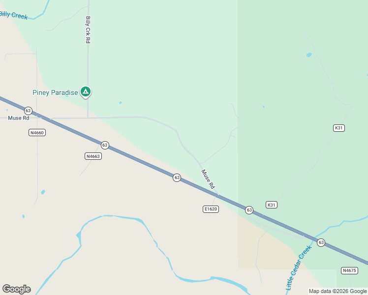 map of restaurants, bars, coffee shops, grocery stores, and more near County Road E1620 in Hodgen