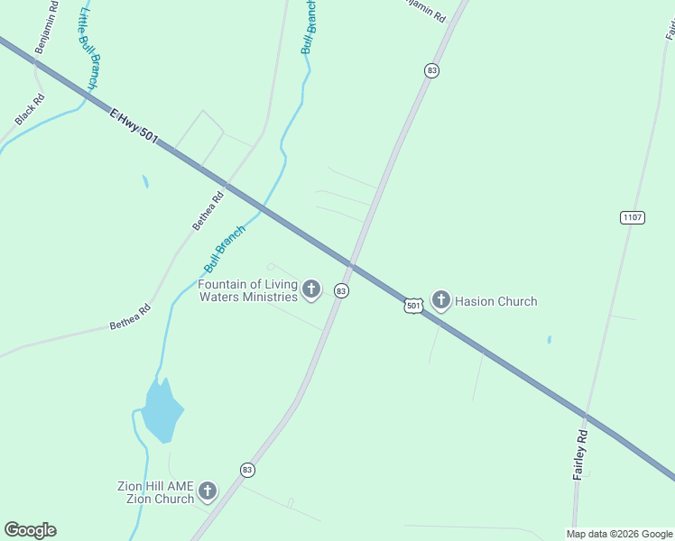 map of restaurants, bars, coffee shops, grocery stores, and more near 12509 U.S. 501 in Laurinburg