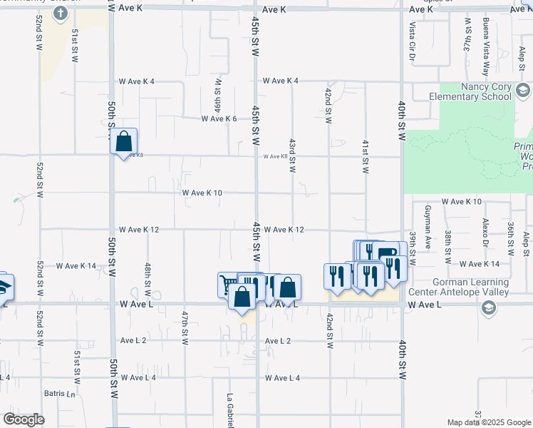 map of restaurants, bars, coffee shops, grocery stores, and more near in Lancaster