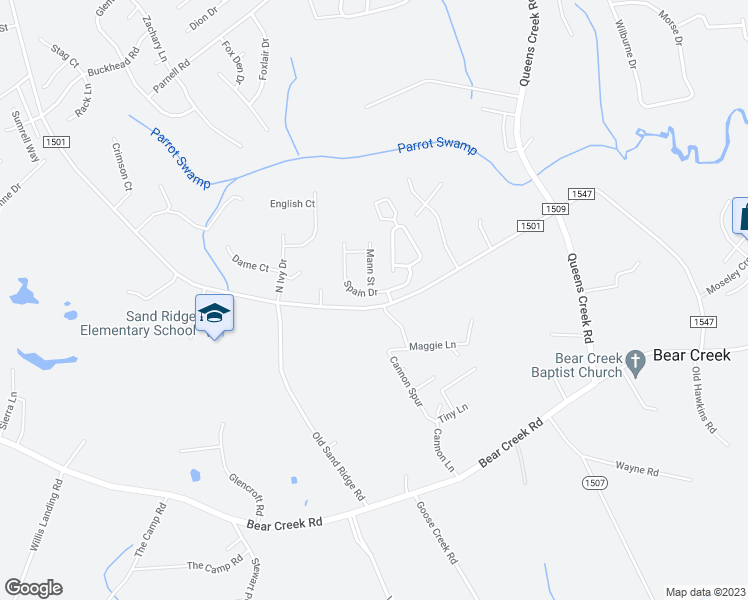 map of restaurants, bars, coffee shops, grocery stores, and more near 103 Spain Drive in Hubert