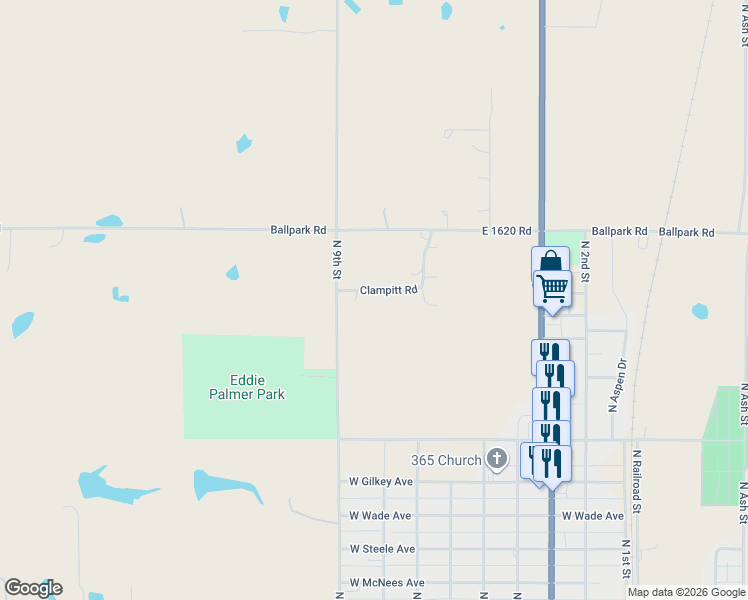 map of restaurants, bars, coffee shops, grocery stores, and more near 816 Clampitt Road in Marlow
