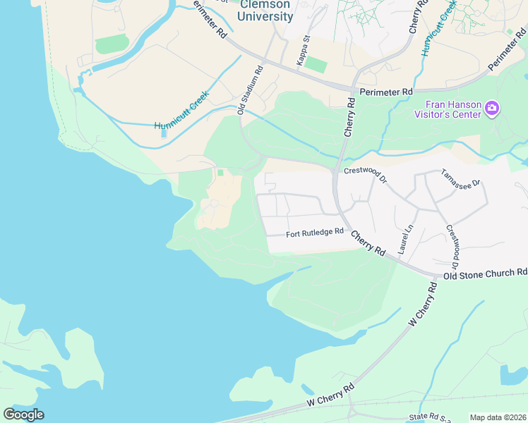 map of restaurants, bars, coffee shops, grocery stores, and more near 126 Fort Rutledge Road in Clemson