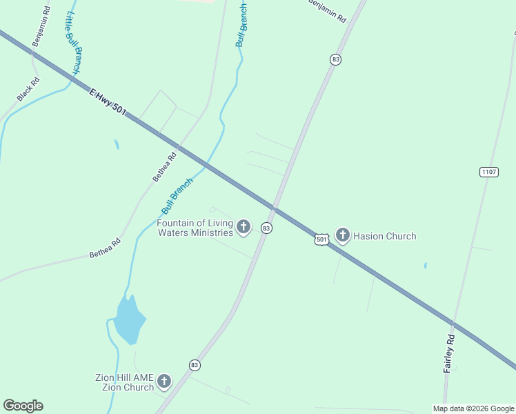 map of restaurants, bars, coffee shops, grocery stores, and more near 12509 U.S. 501 in Laurinburg