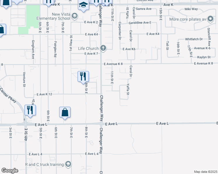 map of restaurants, bars, coffee shops, grocery stores, and more near 1018 James Court in Lancaster
