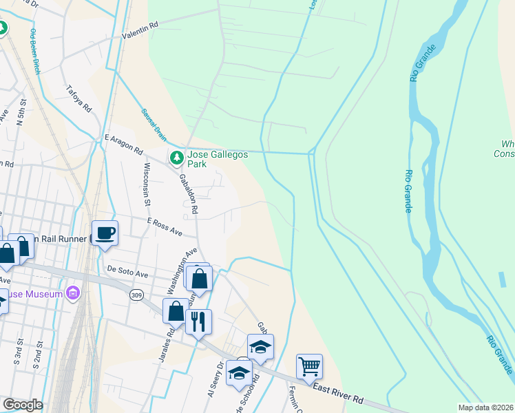map of restaurants, bars, coffee shops, grocery stores, and more near 28 Charlene Lane in Belen