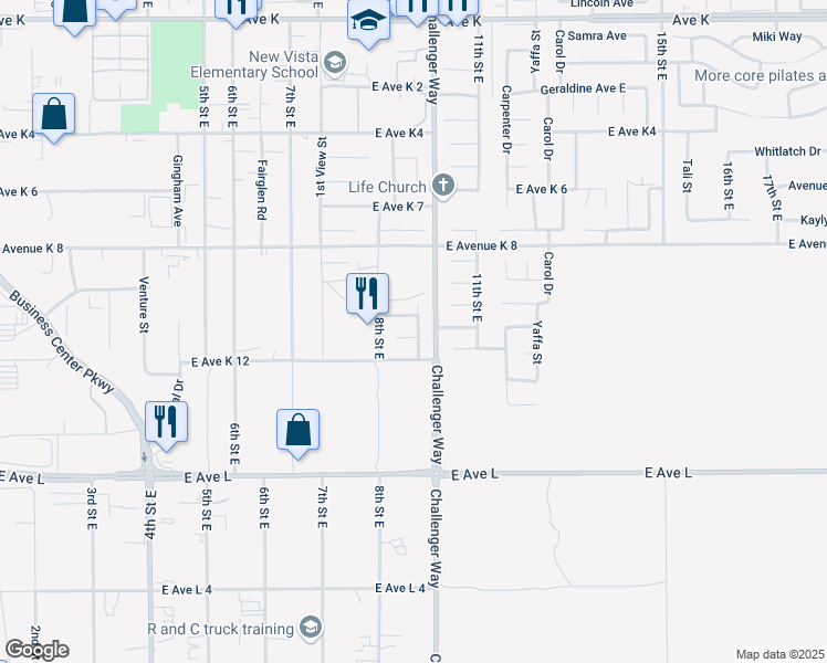map of restaurants, bars, coffee shops, grocery stores, and more near 43033 Denmore Avenue in Lancaster