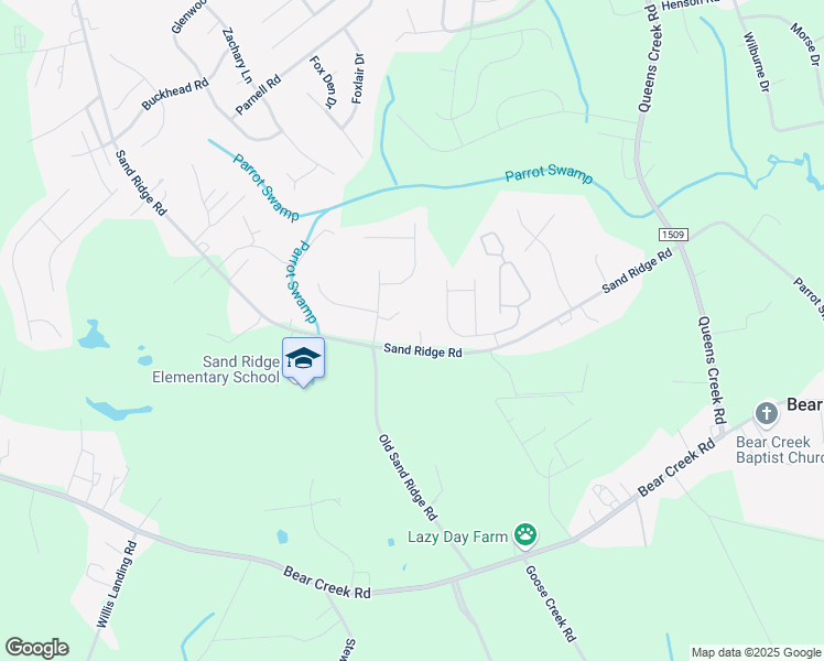 map of restaurants, bars, coffee shops, grocery stores, and more near 107 East Coopers Court in Hubert