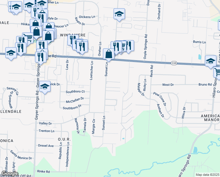map of restaurants, bars, coffee shops, grocery stores, and more near 31 Frankie Lane in Little Rock