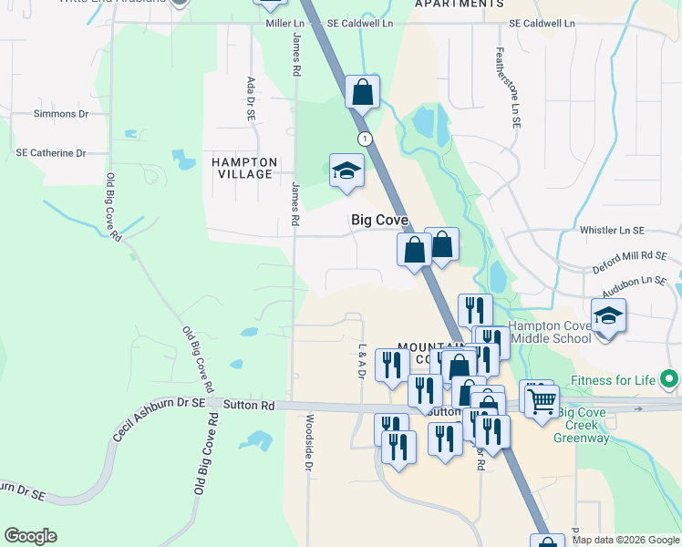 map of restaurants, bars, coffee shops, grocery stores, and more near 210 Wyatt Henry Lane in Owens Cross Roads
