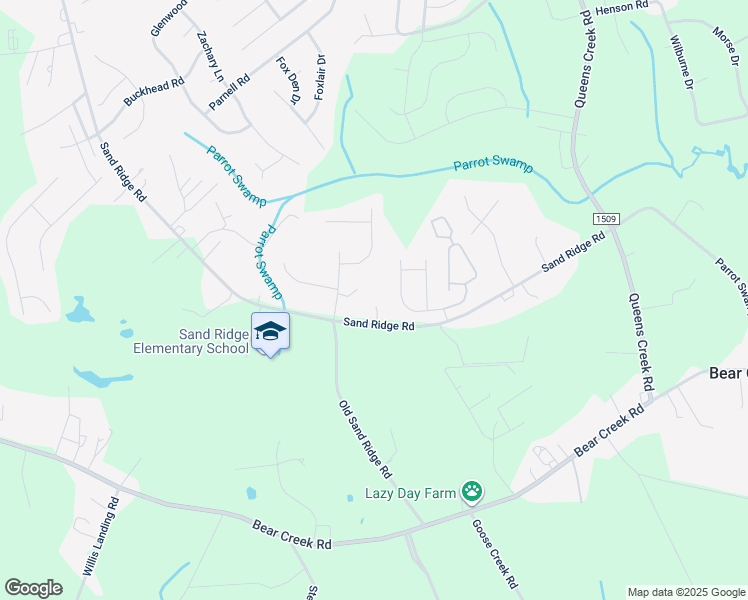 map of restaurants, bars, coffee shops, grocery stores, and more near 111 East Coopers Court in Hubert