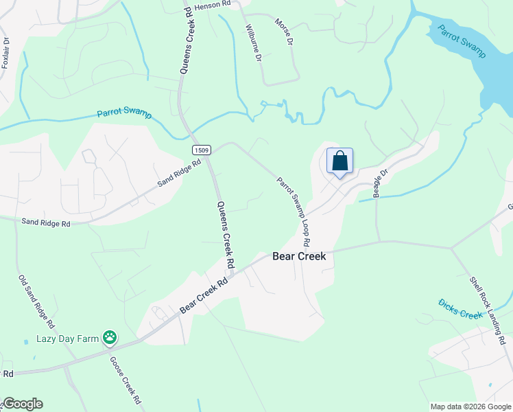 map of restaurants, bars, coffee shops, grocery stores, and more near 865 Queens Creek Road in Hubert