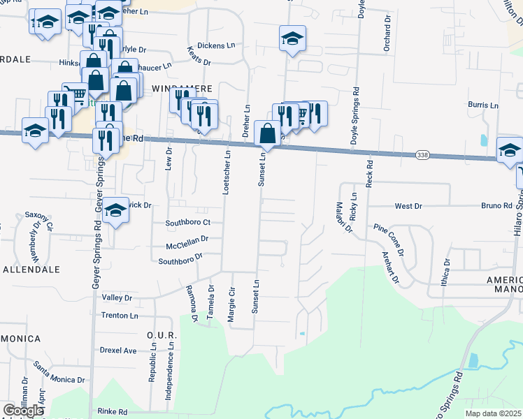 map of restaurants, bars, coffee shops, grocery stores, and more near 31 Frankie Lane in Little Rock