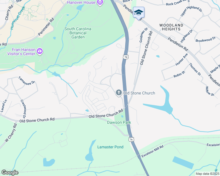 map of restaurants, bars, coffee shops, grocery stores, and more near 100 Gold Loop in Clemson