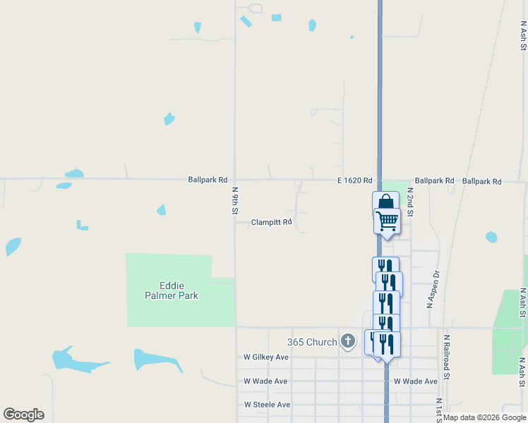 map of restaurants, bars, coffee shops, grocery stores, and more near 816 Clampitt Road in Marlow