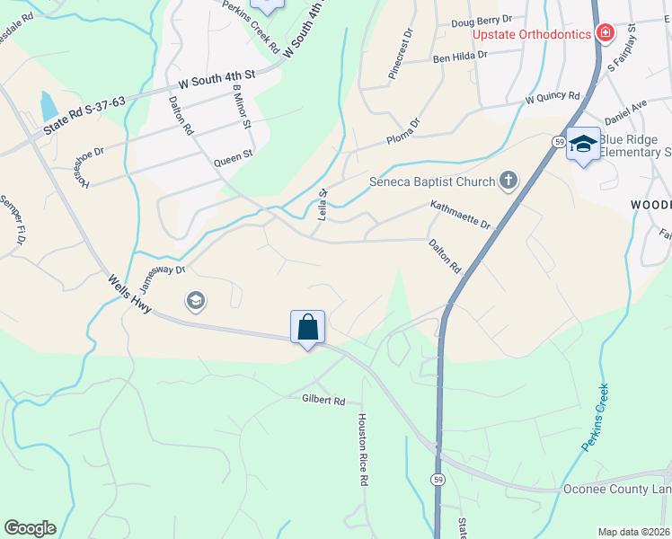 map of restaurants, bars, coffee shops, grocery stores, and more near 364 Fiddlers Way in Seneca