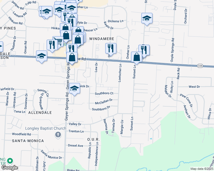map of restaurants, bars, coffee shops, grocery stores, and more near 5316 Stanley Drive in Little Rock