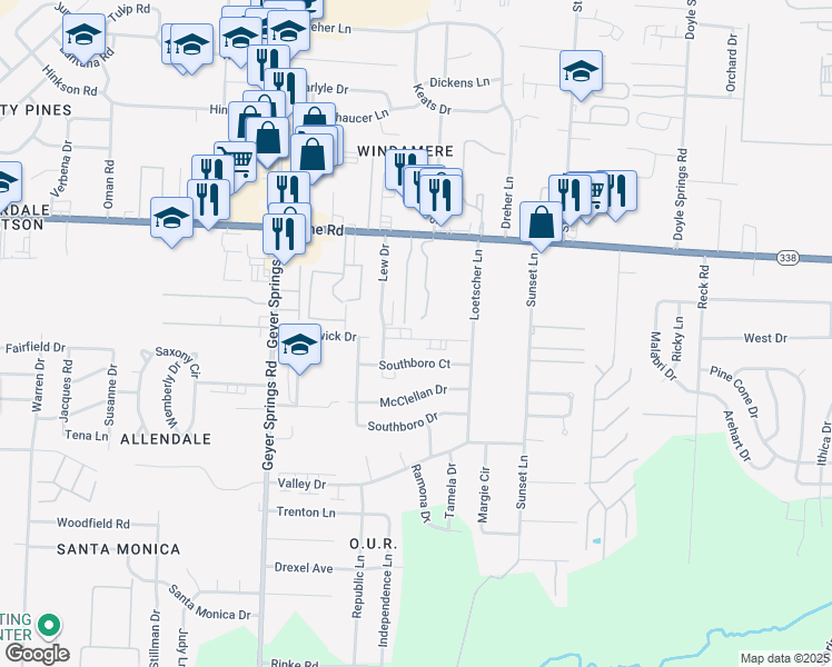 map of restaurants, bars, coffee shops, grocery stores, and more near 5316 Stanley Drive in Little Rock