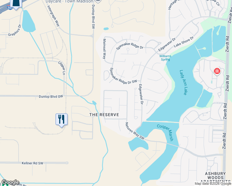 map of restaurants, bars, coffee shops, grocery stores, and more near 370 Natures Way Southwest in Huntsville