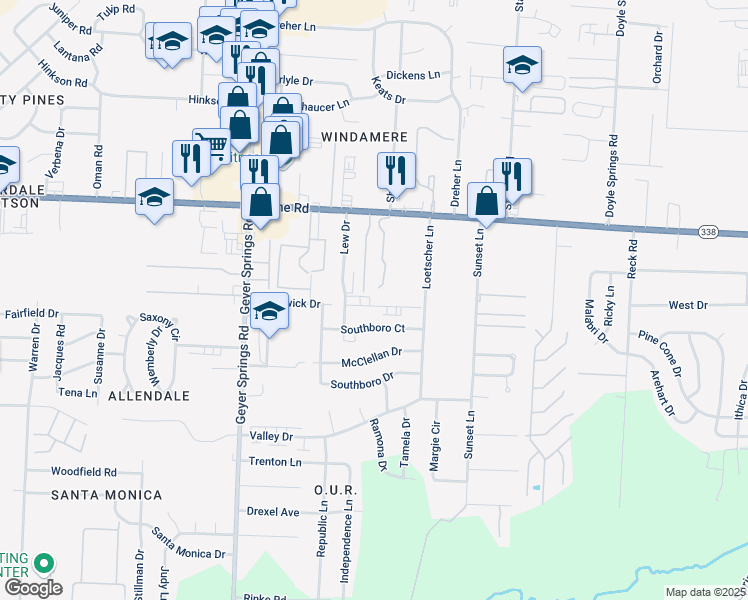 map of restaurants, bars, coffee shops, grocery stores, and more near 5316 Stanley Drive in Little Rock