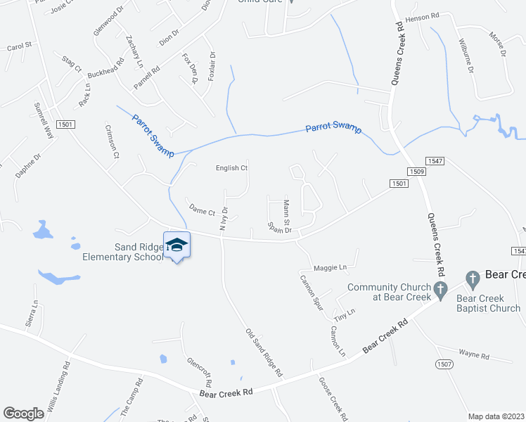 map of restaurants, bars, coffee shops, grocery stores, and more near 121 Spain Drive in Hubert