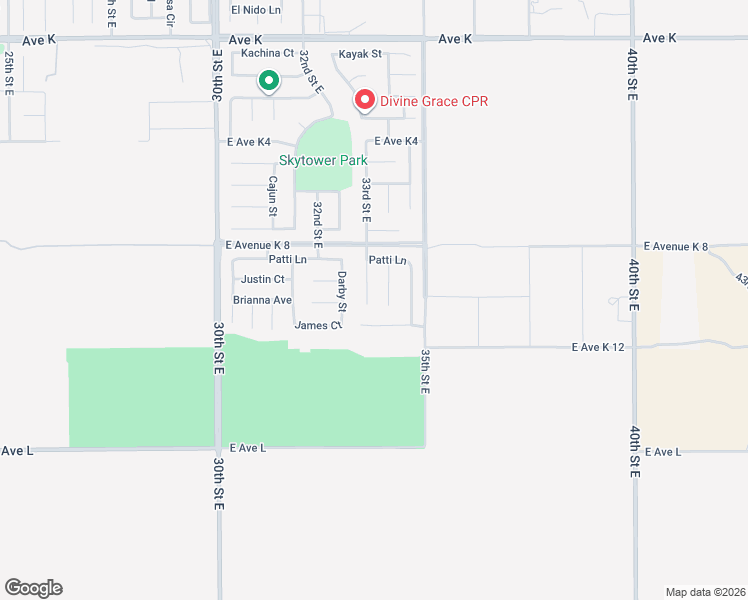 map of restaurants, bars, coffee shops, grocery stores, and more near 43060 33rd Street East in Lancaster