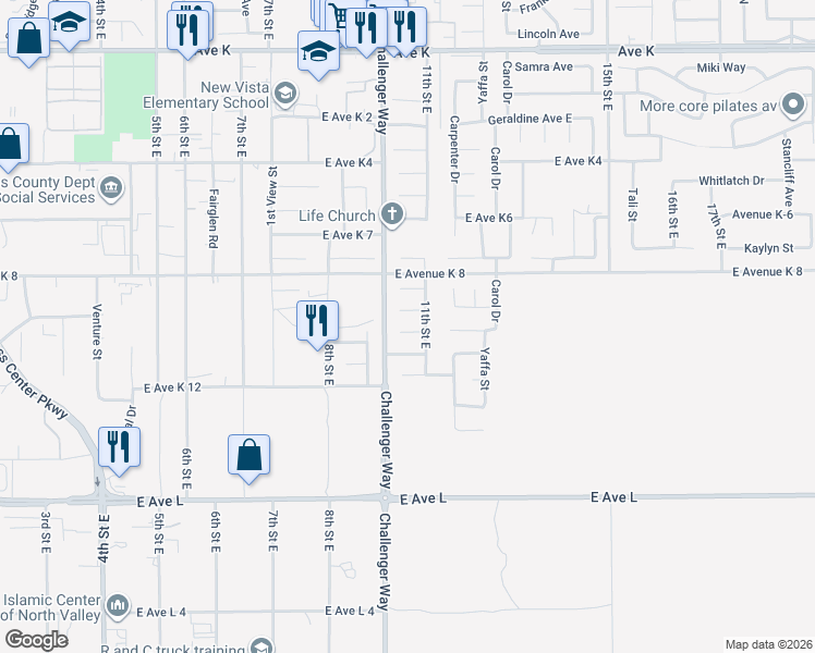 map of restaurants, bars, coffee shops, grocery stores, and more near 1021 Brianna Avenue in Lancaster
