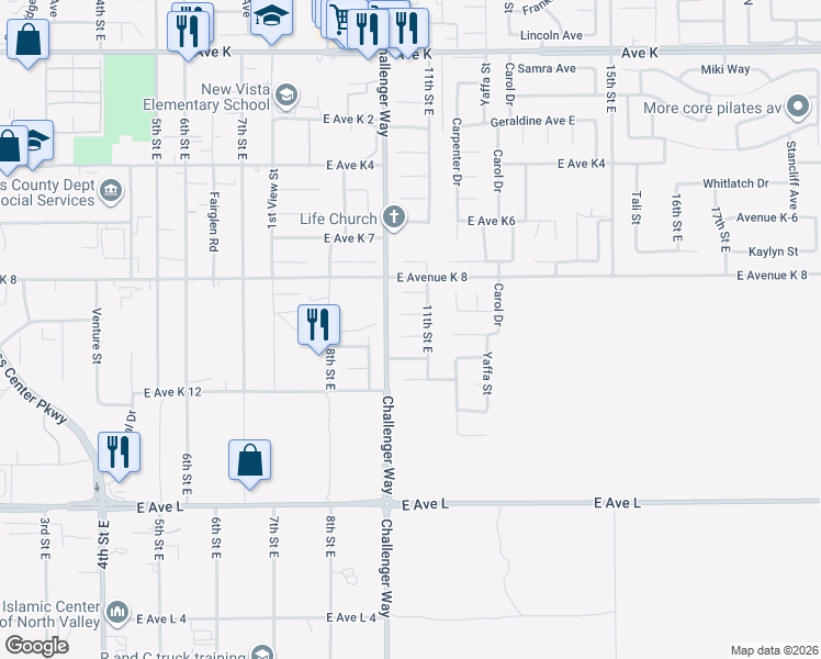 map of restaurants, bars, coffee shops, grocery stores, and more near 1021 Brianna Avenue in Lancaster