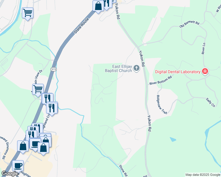 map of restaurants, bars, coffee shops, grocery stores, and more near 423 Chinquapin Road in Ellijay