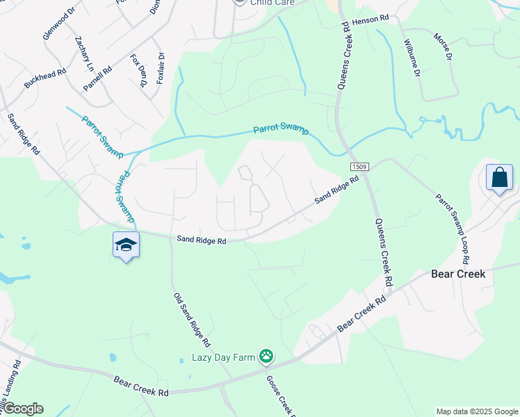 map of restaurants, bars, coffee shops, grocery stores, and more near 111 Jessie Circle in Hubert