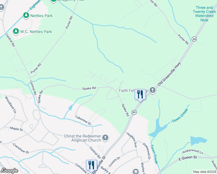 map of restaurants, bars, coffee shops, grocery stores, and more near 102 Dawson Drive in Pendleton