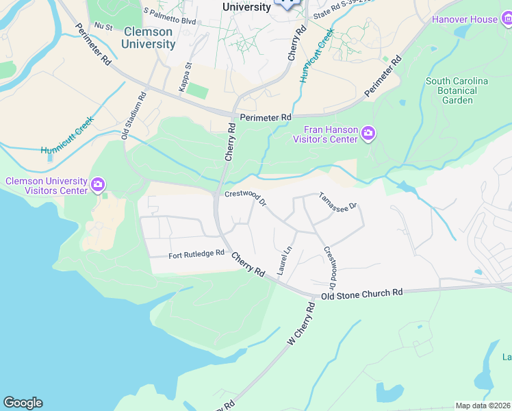 map of restaurants, bars, coffee shops, grocery stores, and more near 112 East Lewis Road in Clemson