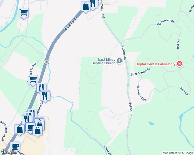 map of restaurants, bars, coffee shops, grocery stores, and more near 423 Chinquapin Road in Ellijay