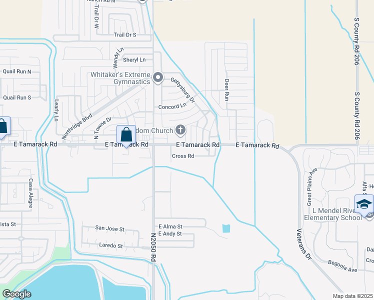 map of restaurants, bars, coffee shops, grocery stores, and more near 1524 East Tamarack Road in Altus