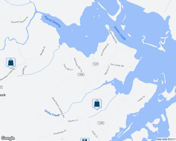 map of restaurants, bars, coffee shops, grocery stores, and more near 369 Great Neck Landing Road in Hubert