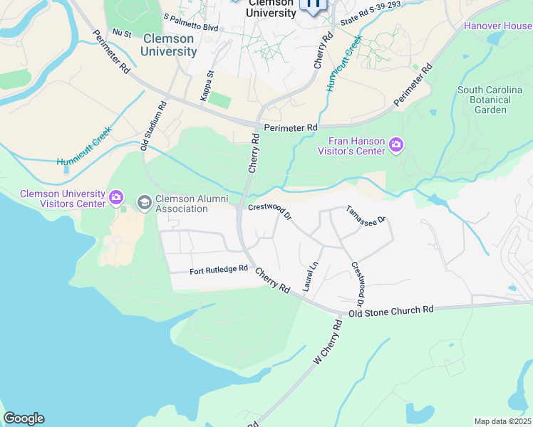 map of restaurants, bars, coffee shops, grocery stores, and more near 98 Crestwood Drive in Clemson