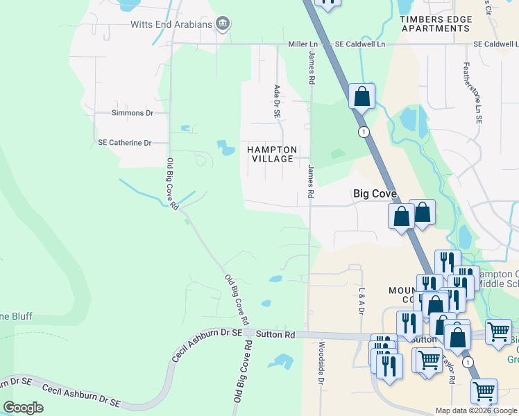 map of restaurants, bars, coffee shops, grocery stores, and more near 172 Deaton Road in Big Cove