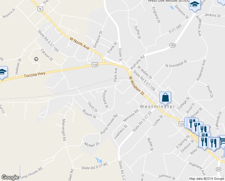 map of restaurants, bars, coffee shops, grocery stores, and more near 202 Park Avenue in Westminster