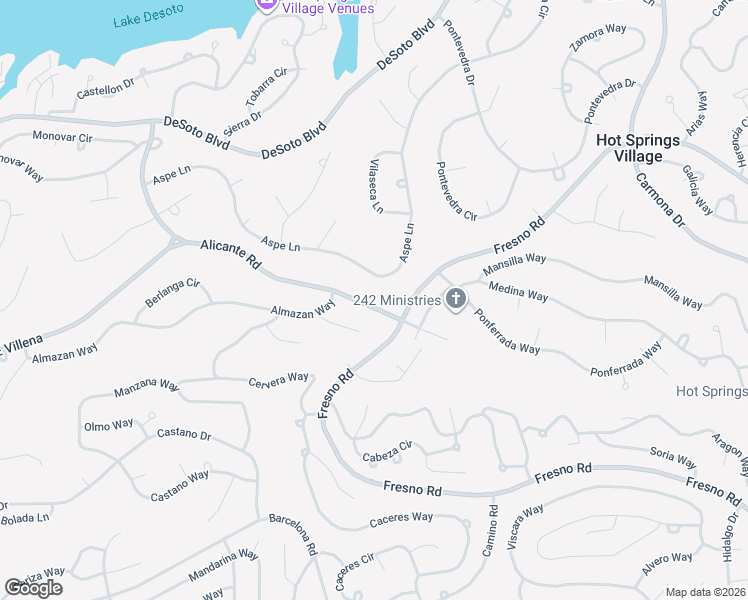 map of restaurants, bars, coffee shops, grocery stores, and more near 42 Alicante Road in Hot Springs