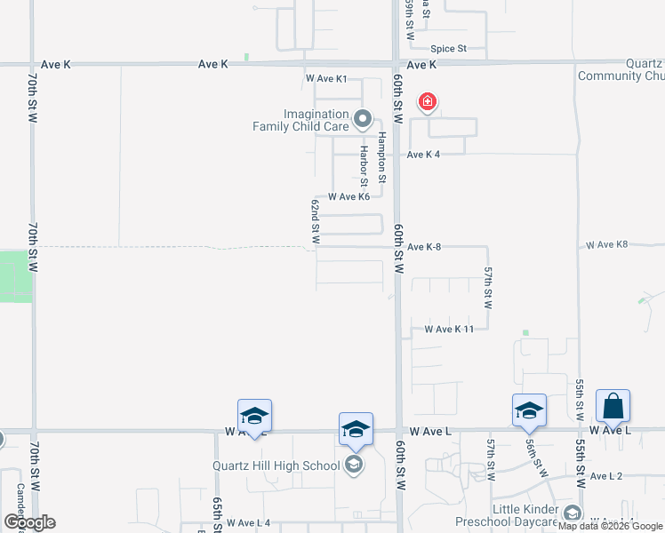 map of restaurants, bars, coffee shops, grocery stores, and more near 6116 W Avenue K9 in Lancaster