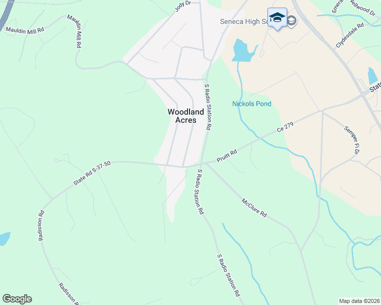 map of restaurants, bars, coffee shops, grocery stores, and more near 831 White Oak Hill Drive in Seneca