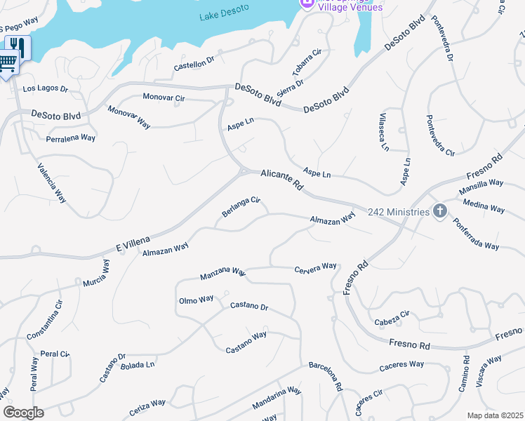 map of restaurants, bars, coffee shops, grocery stores, and more near 60 Almazan Way in Hot Springs Village