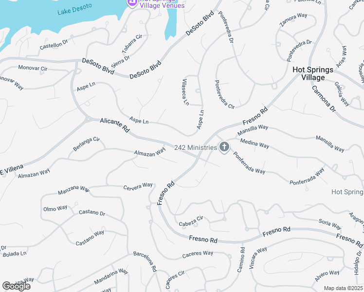 map of restaurants, bars, coffee shops, grocery stores, and more near 42 Alicante Road in Hot Springs
