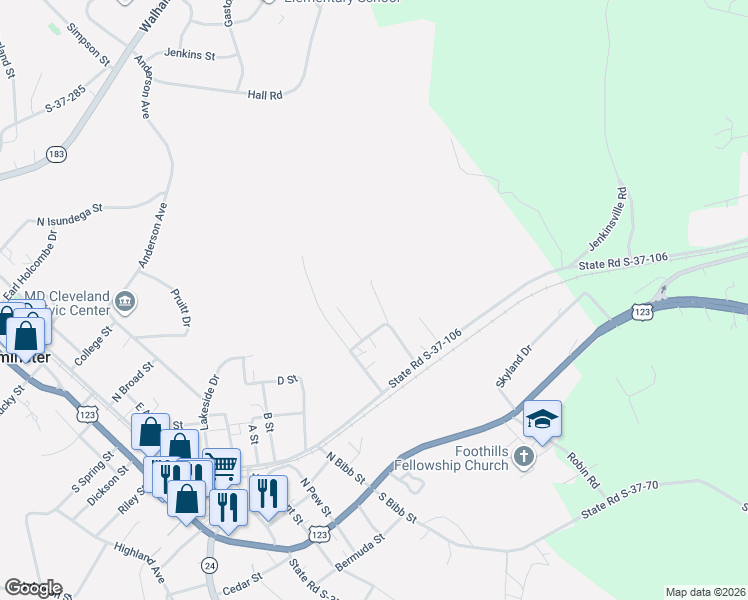 map of restaurants, bars, coffee shops, grocery stores, and more near 407 Huff Street in Westminster