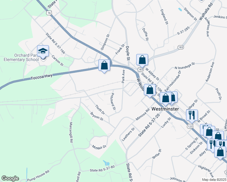 map of restaurants, bars, coffee shops, grocery stores, and more near 101 Pritchard Street in Westminster