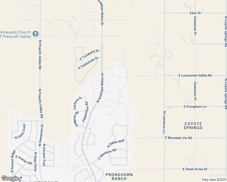 map of restaurants, bars, coffee shops, grocery stores, and more near 8630 Wandering Creek Road in Prescott Valley